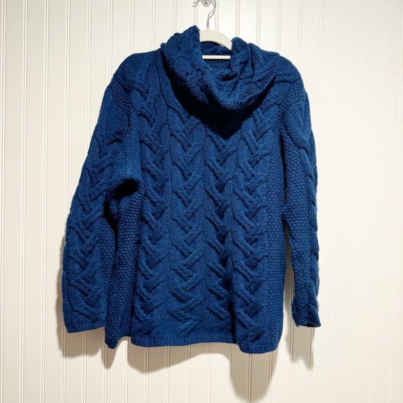 Blarney Woolen Mills Fisherman Cableknit Turtleneck Sweater Cobalt Blue Size XL - Picture 1 of 5